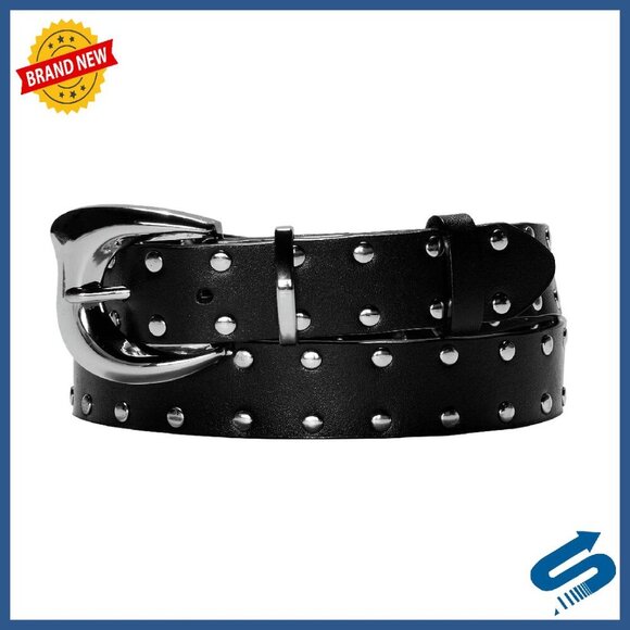 Genuine Leather Studded Belt Adjustable Punk Style 41.3 Inches main image 5